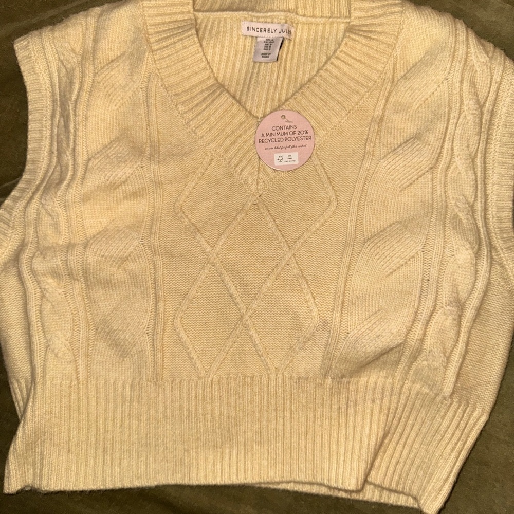 Sincerly Jules pale  yellow Cable Knit Sweater Vest